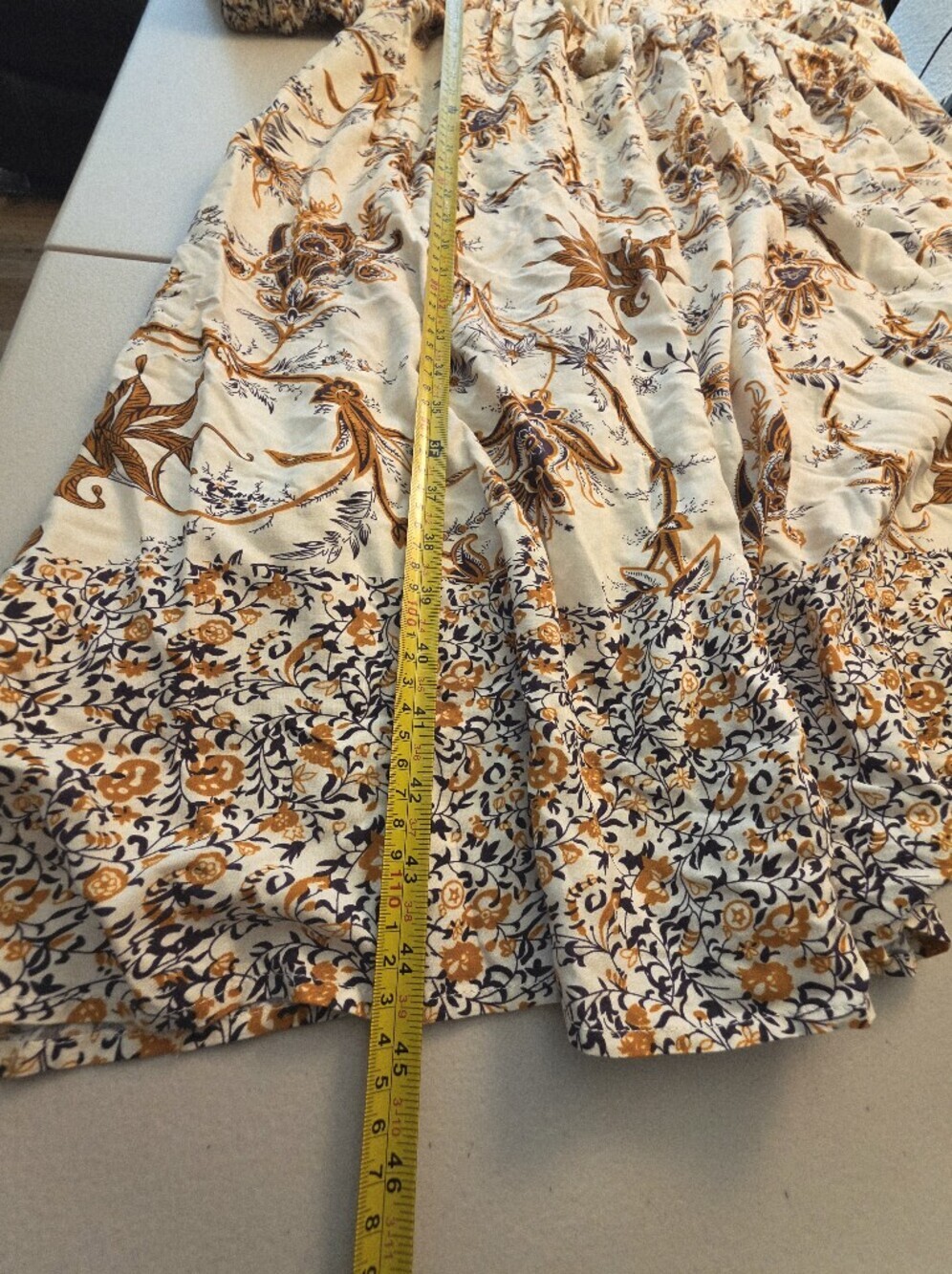 Boho Cream Floral Midi Dress with Rust Accents - Picture 8 of 11